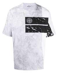 T-shirt à col rond imprimé gris Stone Island