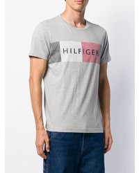 T-shirt à col rond imprimé gris Tommy Hilfiger