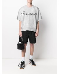 T-shirt à col rond imprimé gris DSQUARED2