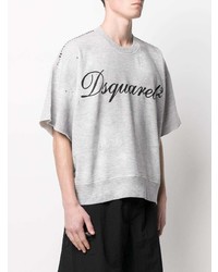 T-shirt à col rond imprimé gris DSQUARED2