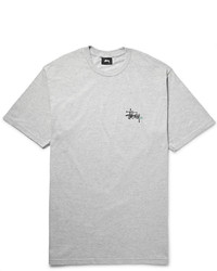 T-shirt à col rond imprimé gris Stussy