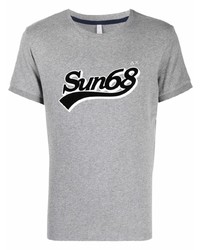 T-shirt à col rond imprimé gris Sun 68