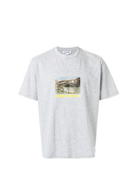 T-shirt à col rond imprimé gris Sunnei