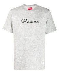 T-shirt à col rond imprimé gris Supreme