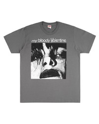 T-shirt à col rond imprimé gris Supreme