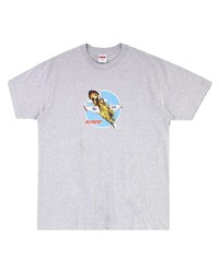 T-shirt à col rond imprimé gris Supreme