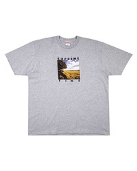 T-shirt à col rond imprimé gris Supreme