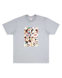 T-shirt à col rond imprimé gris Supreme