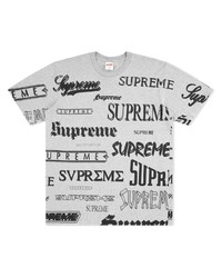 T-shirt à col rond imprimé gris Supreme