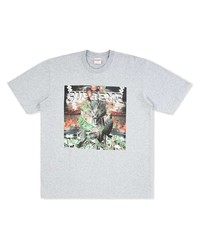 T-shirt à col rond imprimé gris Supreme