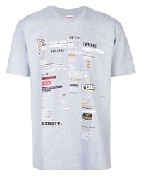 T-shirt à col rond imprimé gris Supreme