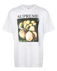 T-shirt à col rond imprimé gris Supreme