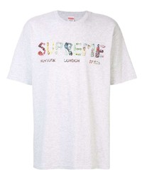 T-shirt à col rond imprimé gris Supreme