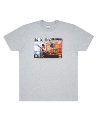 T-shirt à col rond imprimé gris Supreme