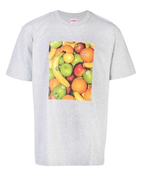 T-shirt à col rond imprimé gris Supreme