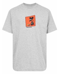 T-shirt à col rond imprimé gris Supreme