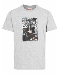 T-shirt à col rond imprimé gris Supreme