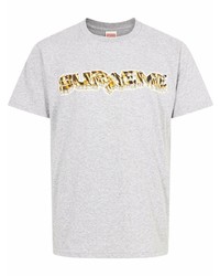 T-shirt à col rond imprimé gris Supreme