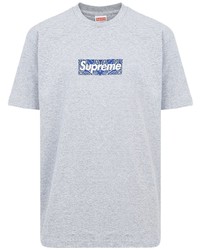 T-shirt à col rond imprimé gris Supreme