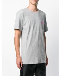 T-shirt à col rond imprimé gris Stussy