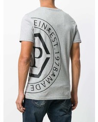 T-shirt à col rond imprimé gris Philipp Plein