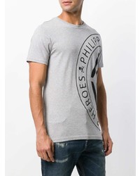 T-shirt à col rond imprimé gris Philipp Plein