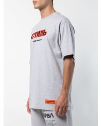 T-shirt à col rond imprimé gris Heron Preston