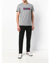 T-shirt à col rond imprimé gris Moncler