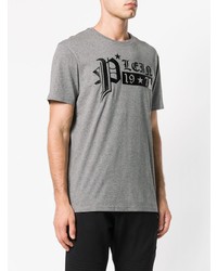 T-shirt à col rond imprimé gris Philipp Plein