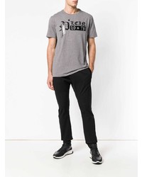 T-shirt à col rond imprimé gris Philipp Plein