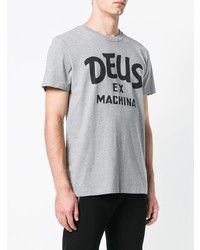 T-shirt à col rond imprimé gris Deus Ex Machina