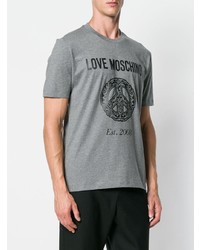 T-shirt à col rond imprimé gris Love Moschino