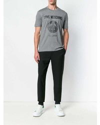 T-shirt à col rond imprimé gris Love Moschino