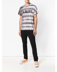 T-shirt à col rond imprimé gris Amiri