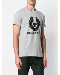 T-shirt à col rond imprimé gris Belstaff