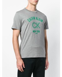 T-shirt à col rond imprimé gris Calvin Klein