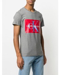 T-shirt à col rond imprimé gris Calvin Klein Jeans