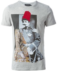 T-shirt à col rond imprimé gris