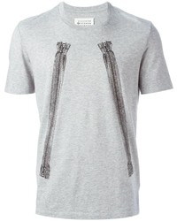 T-shirt à col rond imprimé gris