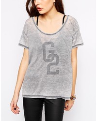 T-shirt à col rond imprimé gris Gestuz