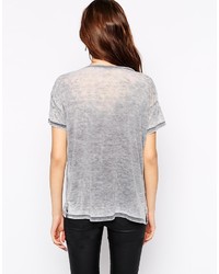 T-shirt à col rond imprimé gris Gestuz