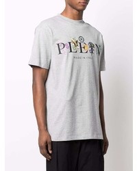 T-shirt à col rond imprimé gris Philipp Plein