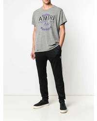 T-shirt à col rond imprimé gris Amiri