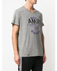 T-shirt à col rond imprimé gris Amiri