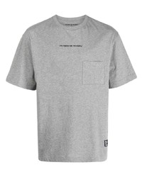 T-shirt à col rond imprimé gris The Power for the People