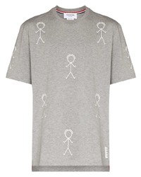 T-shirt à col rond imprimé gris Thom Browne