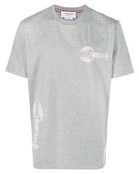 T-shirt à col rond imprimé gris Thom Browne
