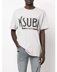 T-shirt à col rond imprimé gris Ksubi