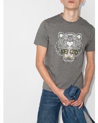 T-shirt à col rond imprimé gris Kenzo