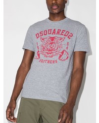 T-shirt à col rond imprimé gris DSQUARED2